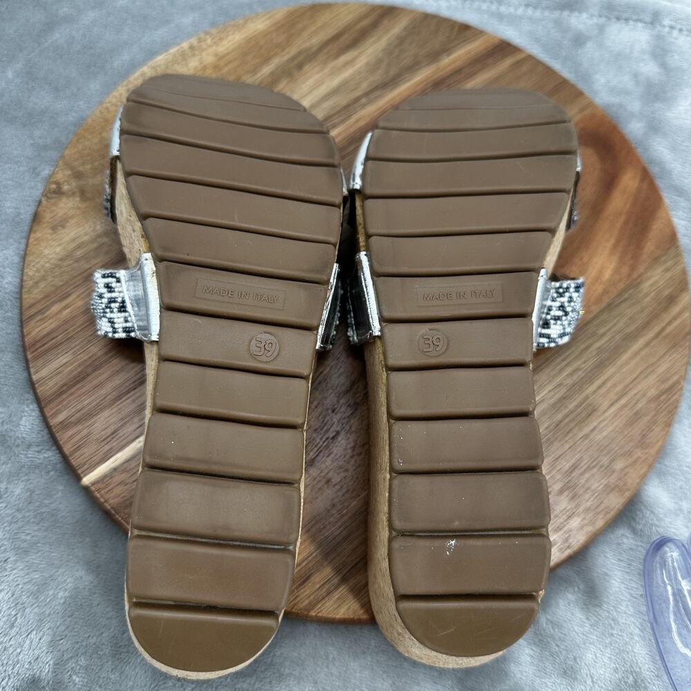 Mascha Shoes Womens Size 39 US 8.5‎ Silver Beaded Wedge Sandals Italy Platform - Picture 8 of 13